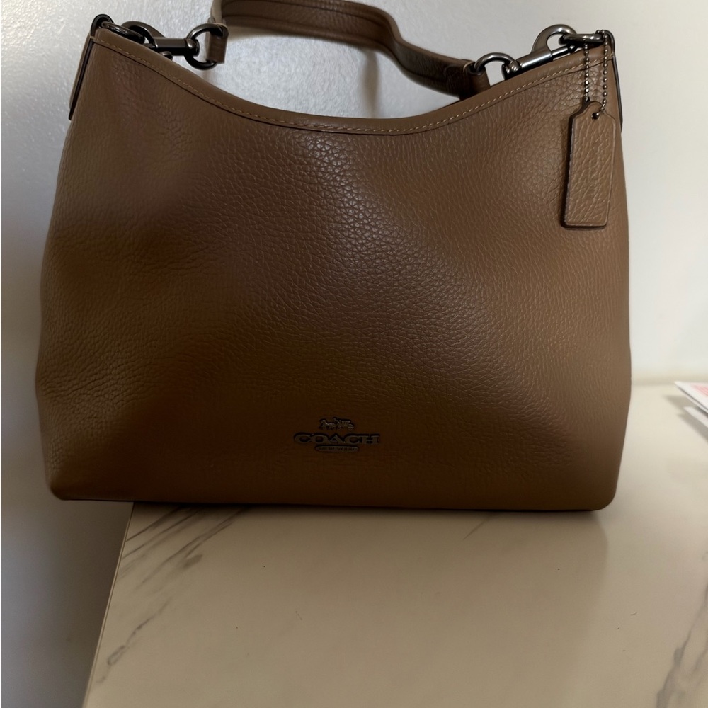 Coach Pebbled Leather Shoulder Bag - Taupe Brown